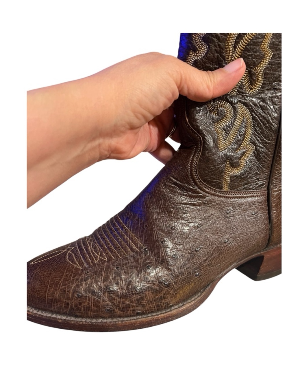 Lucchese smooth ostrich skin boots 8.5 E - Picture 6 of 11